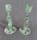 Vintage Pair Of Cast Bronze Asian Figurines Candle Holders  4 0    Tall