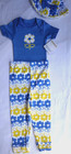 New Gerber Baby 3 Pc Outfit Set Girls Blue White Flowers Top Bottom Hat 18 Mon