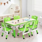 7 Pcs Kids Table Chairs Set With Graffiti Desktop Height Adjustable Study Desk