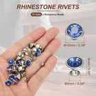 10mm Leather Rivets  70 Sets Rhinestone Studs Rivet  Light Blue Silver Tone