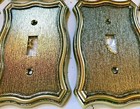 2 Gold Victorian Solid Heavy Metal Antique Vintage Single Switch Covers Outlet
