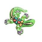 Mexican Talavera Style Ceramic Gecko Wall Art Hand Painted Green Lizard Decor