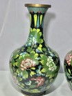 A Pair Chinese Cloisonne Floral Bottle Vase