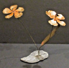 Vintage Brutalist C  Jere Style Metal Flower Sculpture Art Stone Base Mcm 1960s