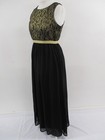 Long Dress  Evening Cocktail  Boohoo  Black With Gold Highlights  Medium  Uk 12