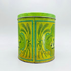 Vintage Fluffy Flour Canister 1970s Green Retro Kitchen Baking Tin Ballonoff Usa