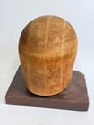 Vintage Turned Wood Millinery Hat Form Block Mold W stand Stamped