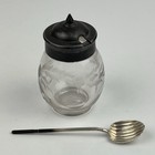 Hinge-lid Glass Jar With Sterling Silver Spoon Antique