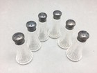 Antique Pressed Glass Salt Pepper Shakers Sterling Silver Cap Set 6 Mini 2 2 8 