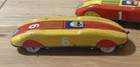 Antique Vintage Pair Of Huki Tin Litho Wind Up Toy Race Cars Germany As-is