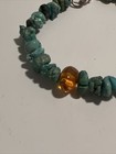 Vintage Amber   Turquoise 8    Bracelet 925 Findings