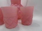 Fenton Pink Satin Quilted Lemonade Set   Pitcher   4 Glasses  