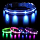Rechargeable Usb Led Dog Pet Light Up Safety Collar Night Glow  blue  M 