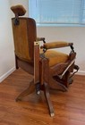 Koken Vintage Original Barber Chair Wood   Yellow Suede Antique W  Headrest