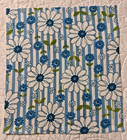 Vintage 1930 s-40 s Feedsack Fabric Piece 9x10  Blue And White Daisies