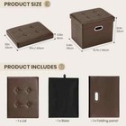 Cosyland Ottoman With Storage Folding Leather Ottoman Footrest Foot Stool Brown