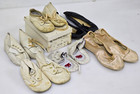 Lot Of 6 Vintage Kids Shoes  Ballet Shoes White Leather Moccasin Various