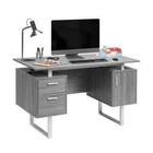 51 25 In  Gray And Silver 2-drawer Modern Office Desk With Storage Cabinet