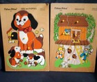 Two Vintage 70 s Fisher Price Wooden Puzzles  518 And  511 Treehouse And Pups