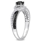 Amour Sterling Silver 3 4 Ct Tdw Black Diamond And Created Sapphire Ring