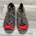 Lace Up Gladiator Sandals Gray Red Brown Strappy Open Toe Shoes Size 7 5