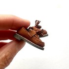 Miniature Brown Leather Tassel Shoes Vintage Doll Shoes Mary Jane Bjd Lace Ups