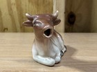 Vintage Porcelain Brown Sitting Cow Creamer