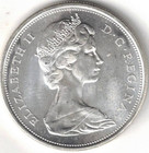 1967 Canadian Silver Brilliant Uncirculated Qeii Fifty Cent Coin 