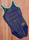 Aly Raisman Gk Elite Blue Gymnastics Leotard Leo Rhinestones Blue Tank Size  Cs