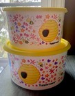Tupperware Bees   Beehives One-touch 2 Piece Set Of Canister   Set Of 4 Plates