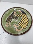 Vintage Kg Ogre Ware Latvian Folk Art Plate     Hand Painted Woman   Child     9   
