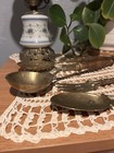 Antique Brass And Wood Four Piece Accessory Set Made In France 1920-1930s
