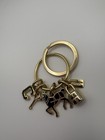 Nwot Coach Gold Horse   Carriage Bag Charm Padlock Key Chain Fob Black Key Ring