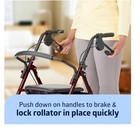 Medline Standard Steel Folding Rollator Walker -burgundy  mds86850es8 