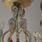 Vintage French Italian Glass Beaded Chandelier  Shabby Chic Amber Grape Drops