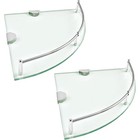 Tempered Glass Corner Shelf 2 Pack Wall Mounted Bathroom Shower Shampoo Shelves