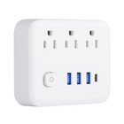 Wall Outlet Extender Surge Protector With Rotating Plug 3 Ac   3 Usb-a   Type C
