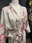 Japanese Yukata Kimono Robe Sash Belt 47  White Floral Made In Japan