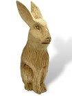 Vtg Hand Carved Wooden Folk Art Bunny Rabbit Rustic Solid Wood Sculpture Euc