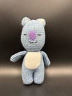 Handmade Crocheted Gray Bear Plush Stuffed Animal Toy W  Purple Nose