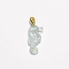 14k Solid Gold Aquamarine Seahorse Pendant  Hand Carved Gemstone Seahorse