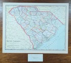 Vintage 1911 South Carolina Map 22 x15  Old Antique Original Charleston Columbia