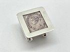 Solid Sterling Silver Stamp Box   Case   Holder On Raised Ball Feet