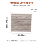 Modern 4-drawer Dresser Chest Of Drawers Nightstand Storage Cabinet Gray