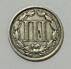    1881 P   3 Cent Nickel     Rare Date    Full Liberty    Lines On Pillers   