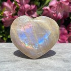 Natural Blue Flash Moonstone Heart Carved Palm Stone Healing Crystal 5-8cm