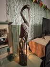 Vintage Wooden Hand Carved Heron Statue 31   1 2   