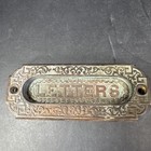 Antique Vintage Ornate Fancy Brass copper Post Office Letter Mail Slot  Patina