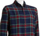 Flannel Shirt Croft   Barrow Classic-fit Navy Red Plaid Long Sleeves S Size
