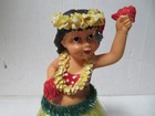 Vintage Hawaiian Hula Girl Car Nodder Bobble Dancer Hawaii Aloha Grass Skirt Lei